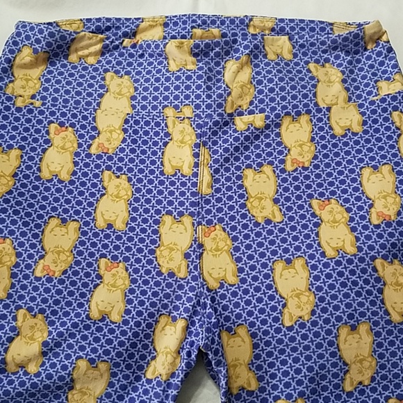 Lularoe T&C Unicorn dog frenchie w/ bows leggings - Picture 2 of 6